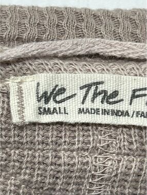 We The Free Small Beige Waffle Knit V-Neck Long Sleeve Shirt